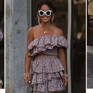 Vici X Gina floral set. Skirt and off the shoulder top.